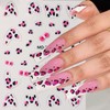 3Sheets French Leopard Nail Stickers Bow Nail Decals 3D Self-Adhesive