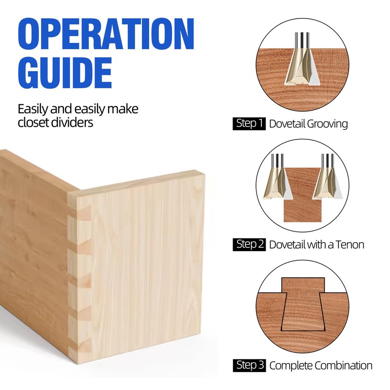 HUHAO Dovetail Router Bit 5/16-Inch 9 Degree, with 1/2-Inch Heavy-Duty