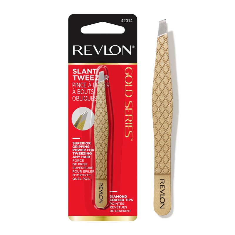 Revlon Gold Series Slanted Tip Tweezers, Ultra-Sharp for Precision Eyebrow