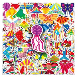 Kite Stickers 50Pcs Waterproof Cute Cartoon Colorful Kite Flying Sticker for Water Bottle Laptop Skateboard Scrapbook Motorcycle Bike Cars Notebook Computer Guitar,Vinyl Funny Sticker for Teens Adult