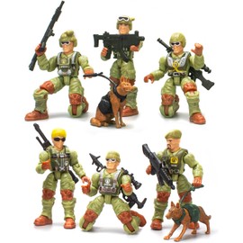 Baimiby Army Men Action Figures,Toy Soldiers for Boys Age 4-7,Military Playset,Plastic Army Men Toys with 2 Dog Figures 6 Weapons Birthday Gift for Military Collectors Boys 6-8