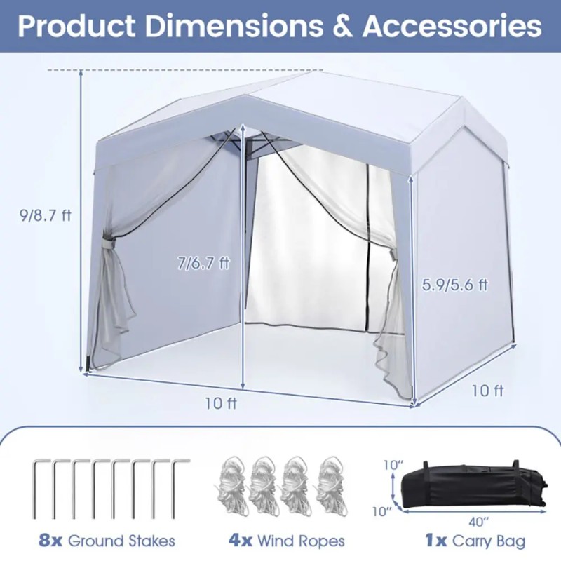 Pop up Canopy Tent with 4 Wheeled Bag and Mesh