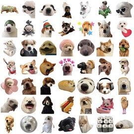 Funny Dog Stickers for Kids Teens Girls Boys, ZLWSD Cute Puppy Waterproof Vinyl Decals for Water Bottle, 50Pcs Meme Pet Dogs Animal Decor Journal Laptop Book Guitar Phone Fridge Sticker