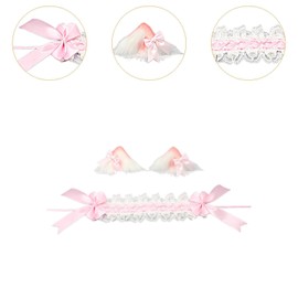 Perfeclan Lolita Hair Accessories Maid Cute Lace Headband for Party Supplies Fancy Dress, Pink