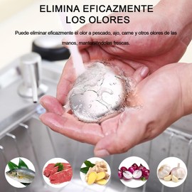 MBLNBVN Jabón de Acero Inoxidable, 3 Barra de Jabón de Metal con Jabonera, Puede Eliminar Olores Fuertes como El de Pescado y Ajo de La Piel y Es Adecuado para Desodorizar la Cocina y El Exterior