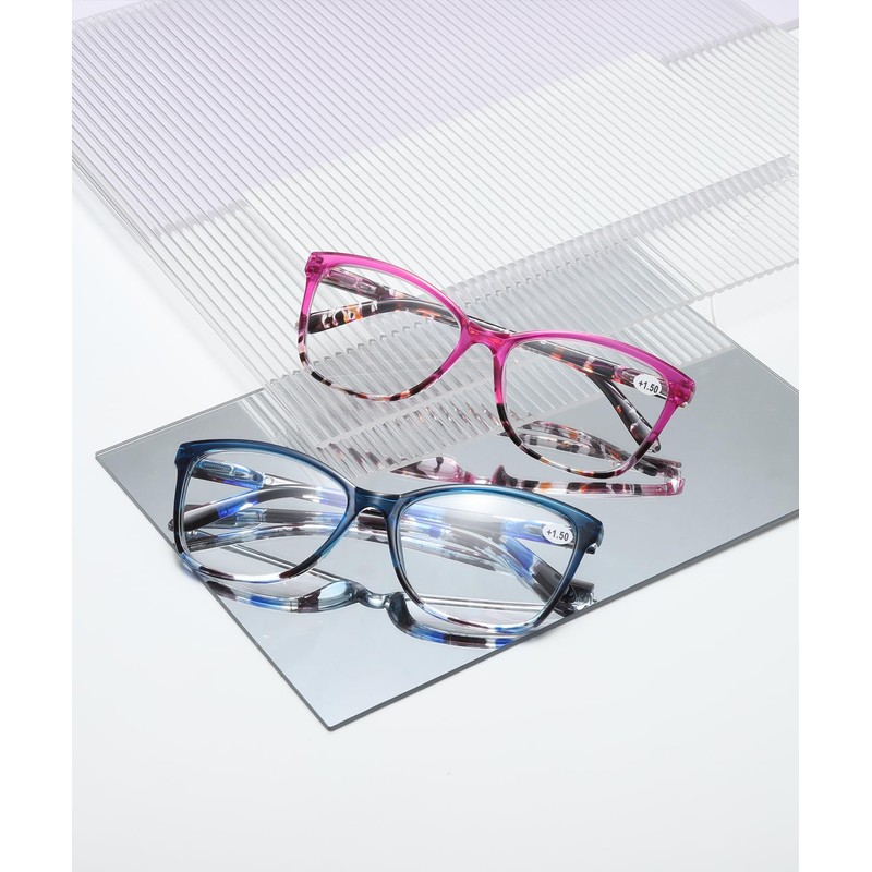 EYEURL Reading Glasses for Women,4-Pack Ultra-Light Slim Frames Blue Light