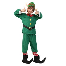 KalcyKizz Boys Elf Costume Kid Dress Up Costume for Christmas (10-12Y)