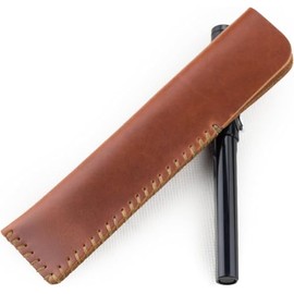 Leather Pen Holder for Single Fountain Pen Case Pouch Sleeve Handmade Red Brown