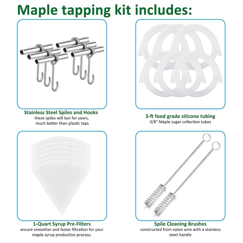 ARGCONNER Maple Syrup Tapping Kit – (6) Stainless Steel Spiles