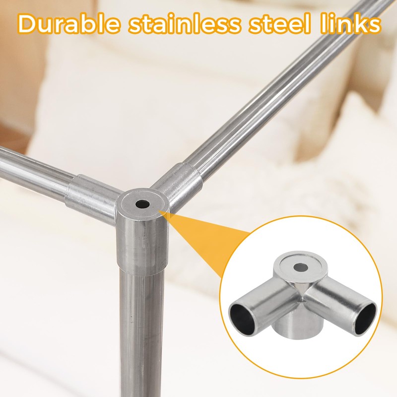 SEAYNFESH Bed Canopy Frame Queen Size,Stainless Steel Bed Post Poles