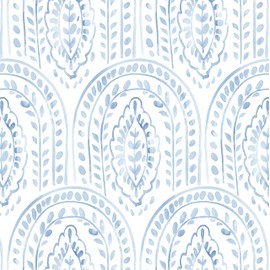 Micpolo Peel and Stick Wallpaper Modern Wall Paper Boho Contact Paper Removable Wallpaper Peel and Stick Blue and White Self-Adhesive Wallpaper for Bathroom Bedroom Kitchen Wall Decor 17.3" x 197"