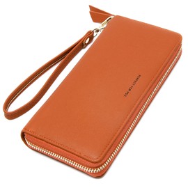 VOCUS Womens Wallet RFID Blocking Zip Around Wallet PU Leather Large Travel Long Purse Credit Card Holder with Wristlet