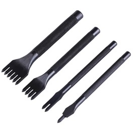Vxcbad Leather Hole Punch Kits Stainless Steel Prong Leather Craft Kits Leather Tool Set 4 Pieces Embossing Prongs Black
