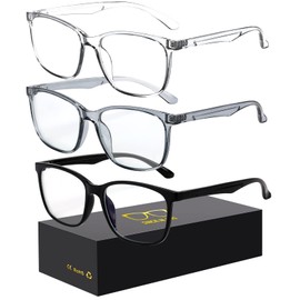 Oilway Blue-Light Blocking Glasses Computer Reading/Gaming/TV/Phones Glasses Fashion Anti Eyestrain UV Glasses for Women Men（D1 Black + Gray + Transparent）