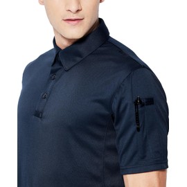 Haimont Tactical Polo Shirts for Men, Mens Outdoor Sport Performance Short Sleeve Quick Dry Polyester Golf Shirts Dark Blue, XL