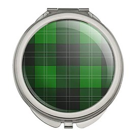 Plaid Green Gray Grey Pattern Compact Travel Purse Handbag Makeup Mirror