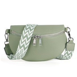TAN.TOMI Shoulder Bag Women's Bum Bag Women's PU Leather Crossbody Bag Women's Wide Strap Women's Shoulder Bags Bum Bag Women's Stylish Belt Bag Women's Elegant, Pale Green