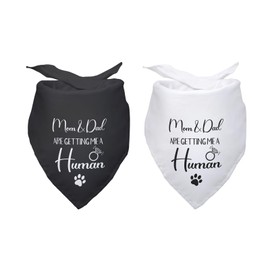 2 PCS Mom Dad are Getting Me a Human Dog Bandanas Pet Dog Pregnancy Announcement Gender Reveal Photo Prop Pet Scarf Decorations Accessories for Dog Lovers Owner Gift