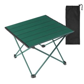 Tesouro Portable Camping Table,Folding Side Table Aluminum Top for Outdoor Cooking, Hiking, Travel, Picnic (Blackish Green-Medium)