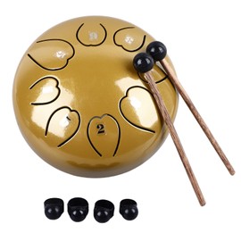 Steel Tongue Drum 8 Note 6 Inches Handpan Drum Percussion Instrument Steel Hand Drum Mini Percussion Instrument for Meditation Entertainment Education (Yellow)