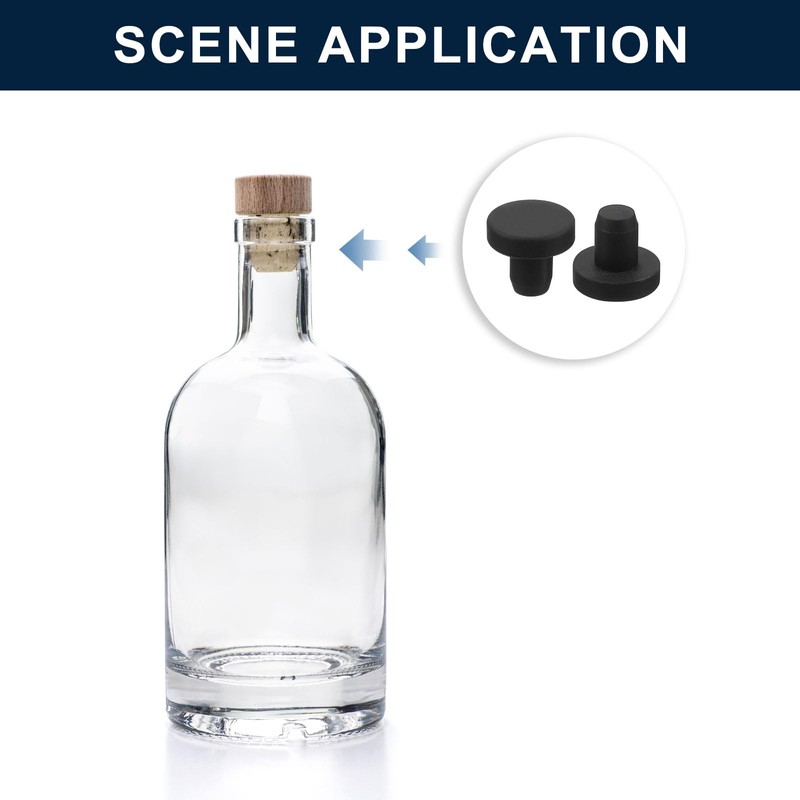 sourcing map 16 Pieces Black Rubber Stopper, 7mm Plug Holes
