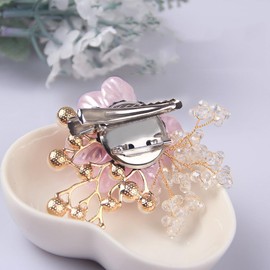 JKQBUX Multi-function Resin Flower Brooch Pins & Hair Clips for Women Pearl Corsage Brooch Party Ceremony Accessories