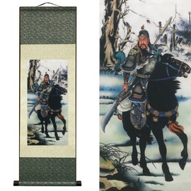 AtfArt Asian Wall Decor Beautiful Silk Scroll Painting Oriental Decor Chinese Art Wall Scroll Hanging Painting Scroll (36.2 x 12 in) (C9)