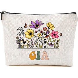 Gia Wildflowers Gifts For Mother's Day Makeup Bags - Gia Flower Gift Bags - Mom Birthday Gifts - Travel Cosmetic Bag For Birthday