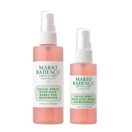 Mario Badescu Facial Spray with Aloe, Herbs and Rose Water for All Skin Types, Face Mist that Hydrates, Rejuvenates & Clarifies, 4 FL OZ & 2 FL OZ Combo