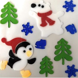 Christmas Window Stickers, 4 Sheets, Christmas Gel Clings (Design 3)