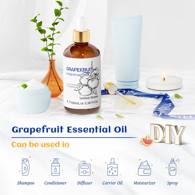 HIQILI Grapefruit Essential Oil,100% Pure Undiluted Premium - 3.38 Fl