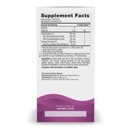 Nordic Naturals Omega Woman, Lemon - 120 Soft Gels - 500 mg Omega-3 + 800 mg Evening Primrose Oil - Healthy Skin & Optimal Wellness - Non-GMO - 60 Servings