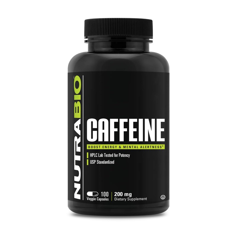 NutraBio Cápsulas de cafeína 100 pura (100 cápsulas) (100 count)