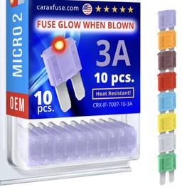 CARAX Glow Fuse – Premium Fuse Micro 2 Blade APT/ATR – 3A Kit 10 pcs – Glow When Blown LED Automotive Fuse – Smart Auto Glow Fuse Easy Identification – 10 pcs