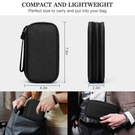 FYY Travel Cable Organizer Pouch Electronic Accessories Carry Case Portable Waterproof Double Layers All-in-One Storage Bag for Cord, Charger, Phone, Earphone Black