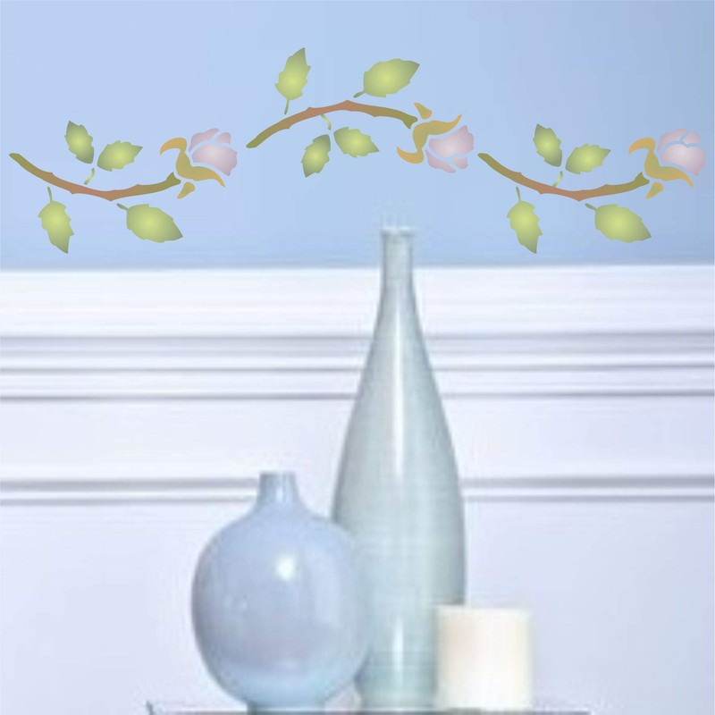 Rose Buds Stencil Reusable 24 x 11.5 cm