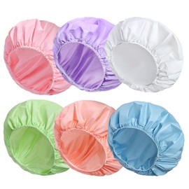 6 PCS Shower Caps for Women, Double Side Waterproof Shower Cap, Reusable Elastic Bath Caps for Shower Caps, EVA Bathing Shower Caps, Bath Hair Caps - Candy Color