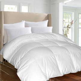 Blue Ridge Home Fashions Luxury 1000 Thread Count Pima Cotton Down Alternative Comforter-Year Round, All Season Cover, King, White