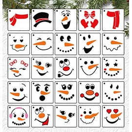Christmas Snowman Face Stencils for Painting,3” Snowman Xmas Stencil for Wood Slice,Christmas Tree,Mantel Shelf,Window Decor