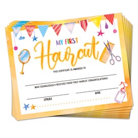 Doodlream 30 My First Haircut Certificate Papers for Baby, 25 x 20cm Blank Certificates with Scissor for Hair Salon