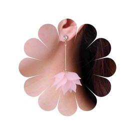 TseenYi Flower Petal Dangle Earrings Pink Acrylic Petal Earrings Large Resin Floral Drop Earrings Acrylic Flower Petal Earrings Resin Tiered Flower Earrings Gold Crystal Dot Studs Earrings