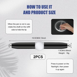 AUAUY 2 PCS Fidget Pen with LED Light, Multi-functional Spinning Pen Help Thinking & Relieve Stress Fidget Ballpoint Pen, Rotating Anti Stress Anxiety Gift Pen for Business Adults Students Kids-Black