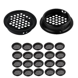 20Pcs Black Mesh Wardrobe Vents,Stainless Steel Air Vent Cover,Round Ventilation Grilles,29mm Honeycomb air Vent Cover,Soffit Vent Mesh Hole for Cabinet,Bathroom,Kitchen,