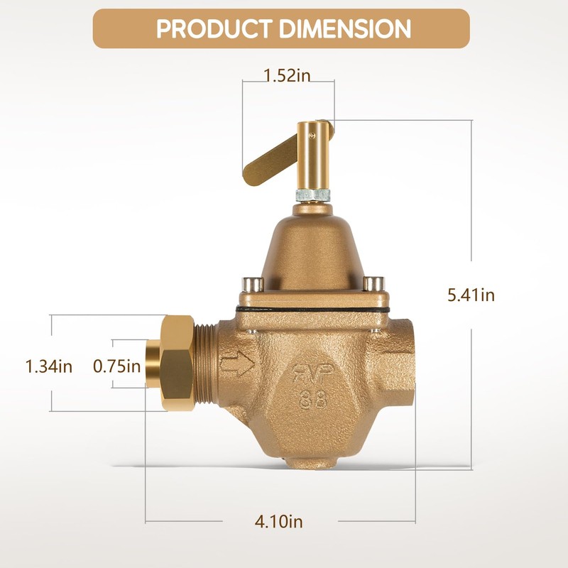 Replacement for S1156F Brass & Tubular Water Pressure Regulator 1156F