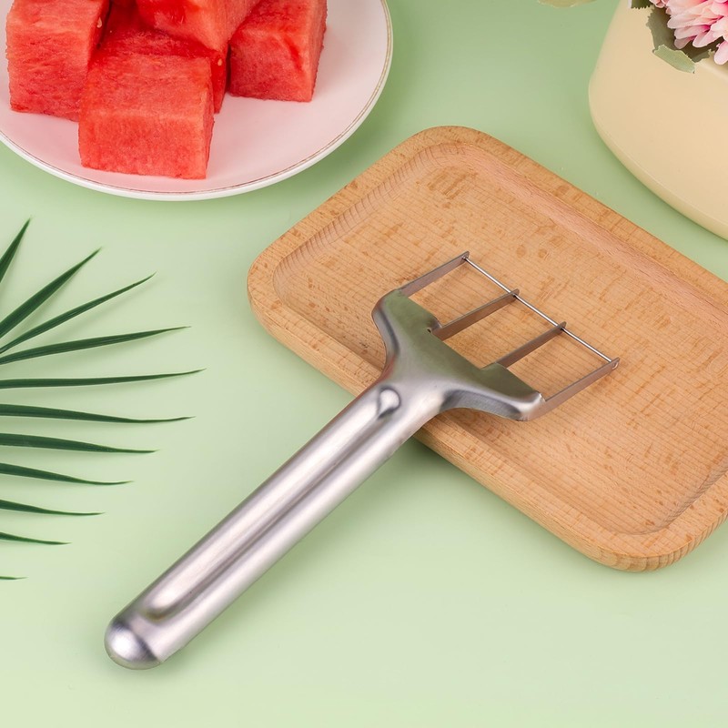 BOXOB Watermelon Fork Cutter Slicer, Stainless Steel Watermelon Cutting Tool