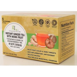 GT Instant Ginger Tea With Monk Fruit, 2.64 Ounce Box (5 Tea Pouches)