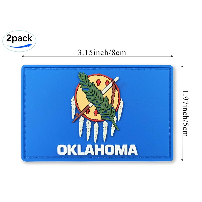 JBCD Oklahoma Flag Patch Tactical PVC Rubber Hook and Loop