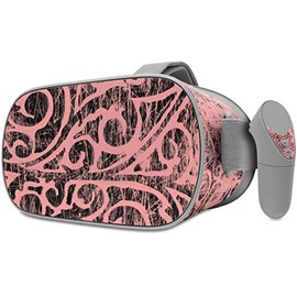Decal Style Skin Wrap Compatible with Oculus Go Headset - Folder Doodles Pink (Oculus NOT Included)