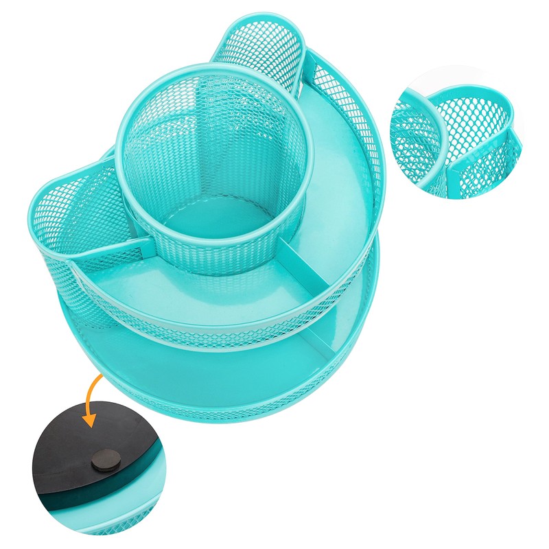 Annova Mesh Desk Organizer Rotate with 5 Compartments Round Spinning