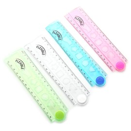 Lyguy Drawing Ruler, 30 cm, Korean Flexible Folding Ruler, Multifunctional Plastic Ruler, for Office, School, Stationery, Students, Kids, Gifts
